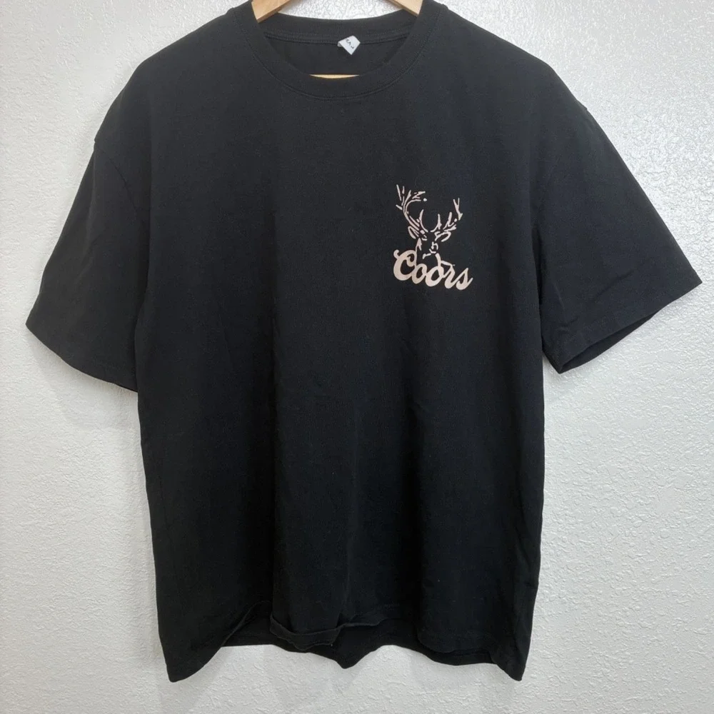 Coors Banquet Beer Short Sleeve Black Shirt Outdoor Big Buck Hunting‎ Size L